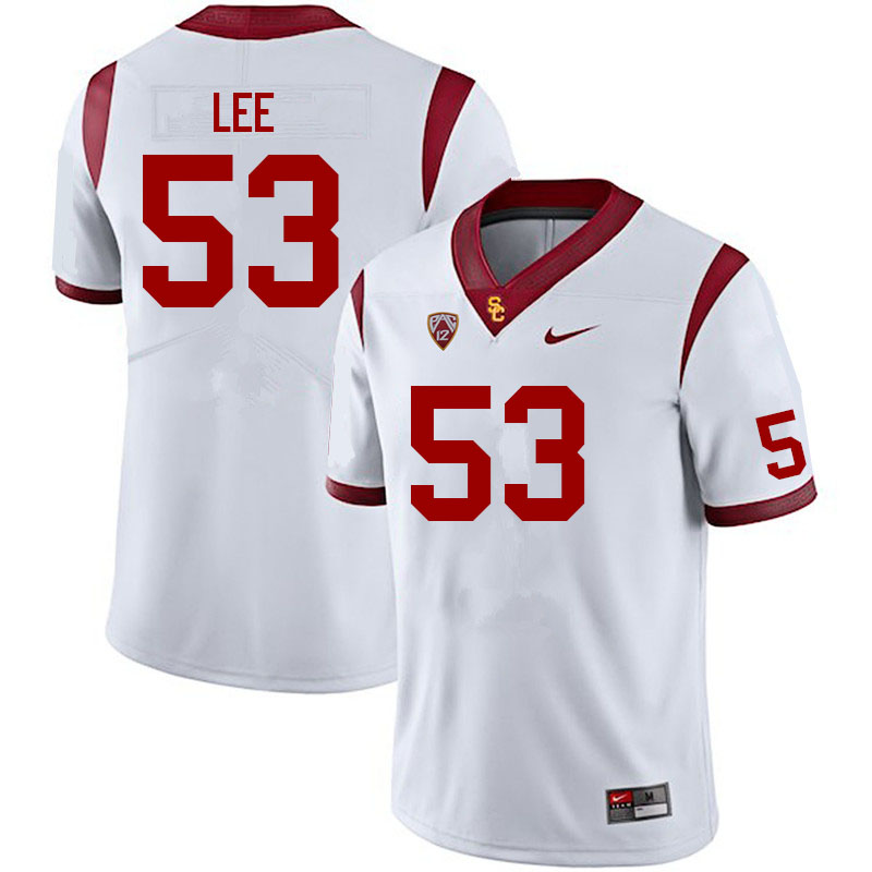 Men #53 Shane Lee USC Trojans College Football Jerseys Sale-White